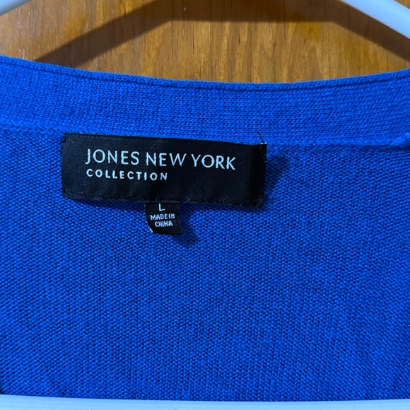 2/$10 Jones new york Vibrant Blue Women's Cardigan sz large - Picture 2 of 3